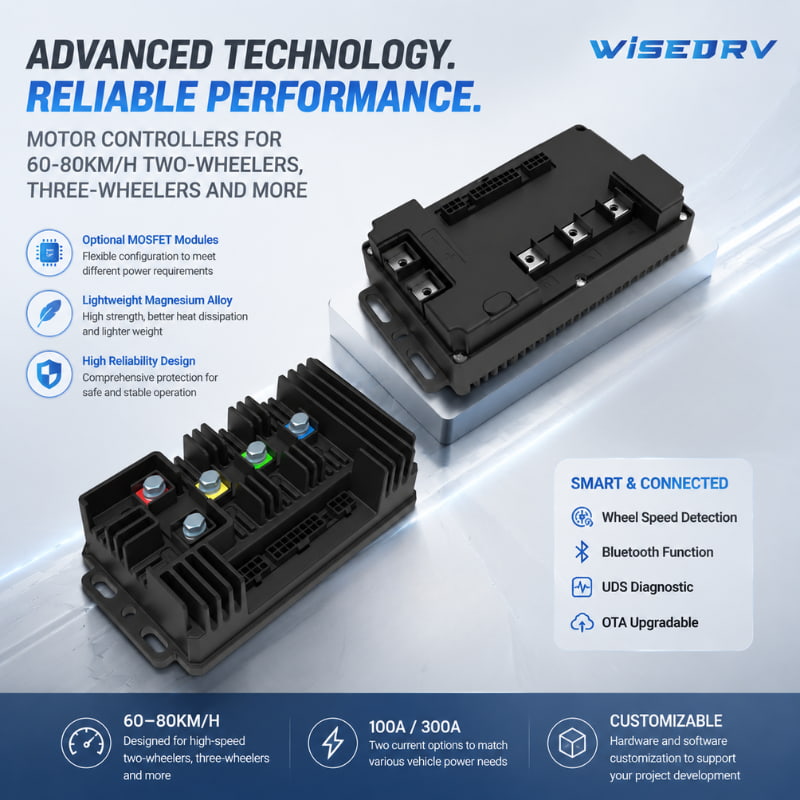 48v - 96v Electric Two-wheeler Motor Controller (60 - 80 Miles)